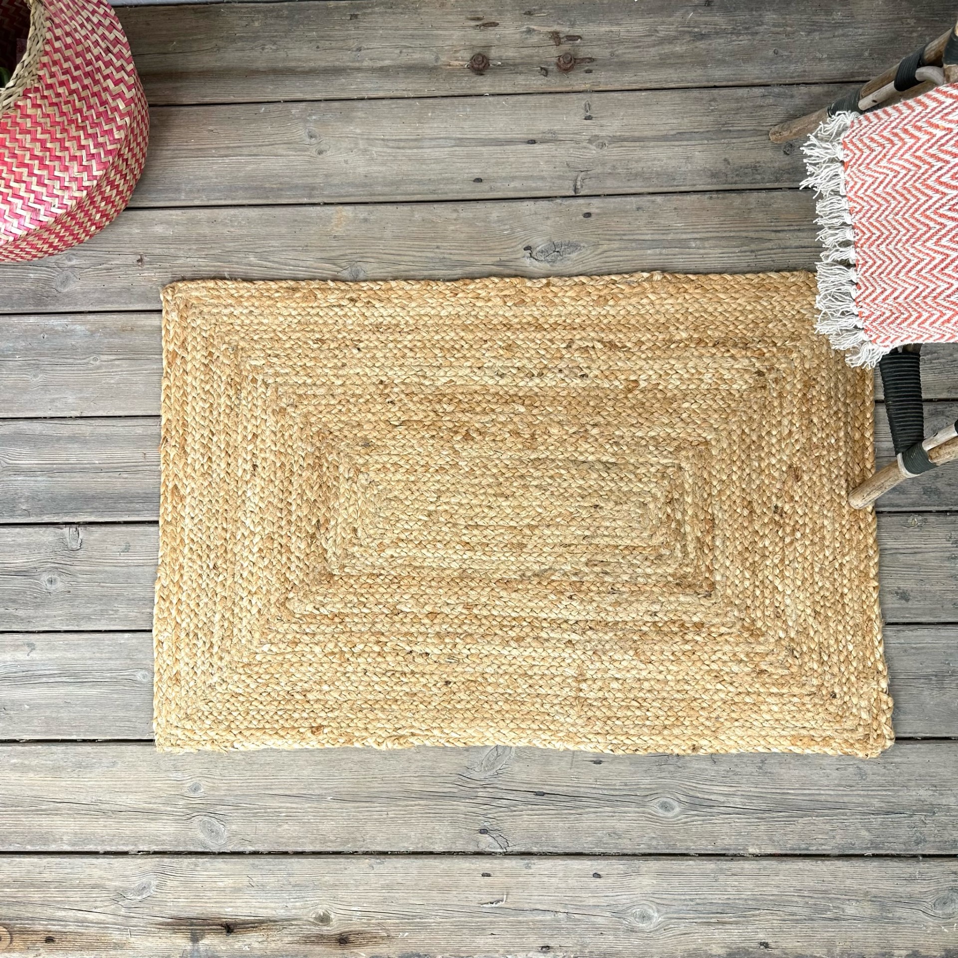 100% Natural Jute Rectangle Rug 5 Sizes Fair Trade